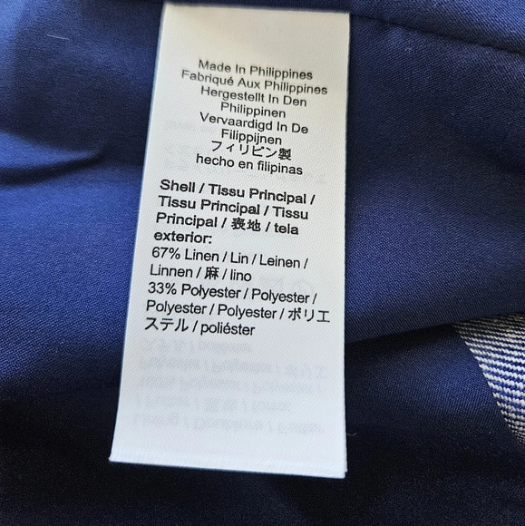 J. Crew Womens Open Front Blazer Linen Blend Sz 6 Blue & Heathered Lined - Picture 9 of 9